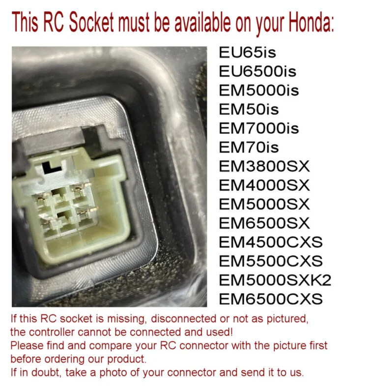 Honda EU65is RC socket location