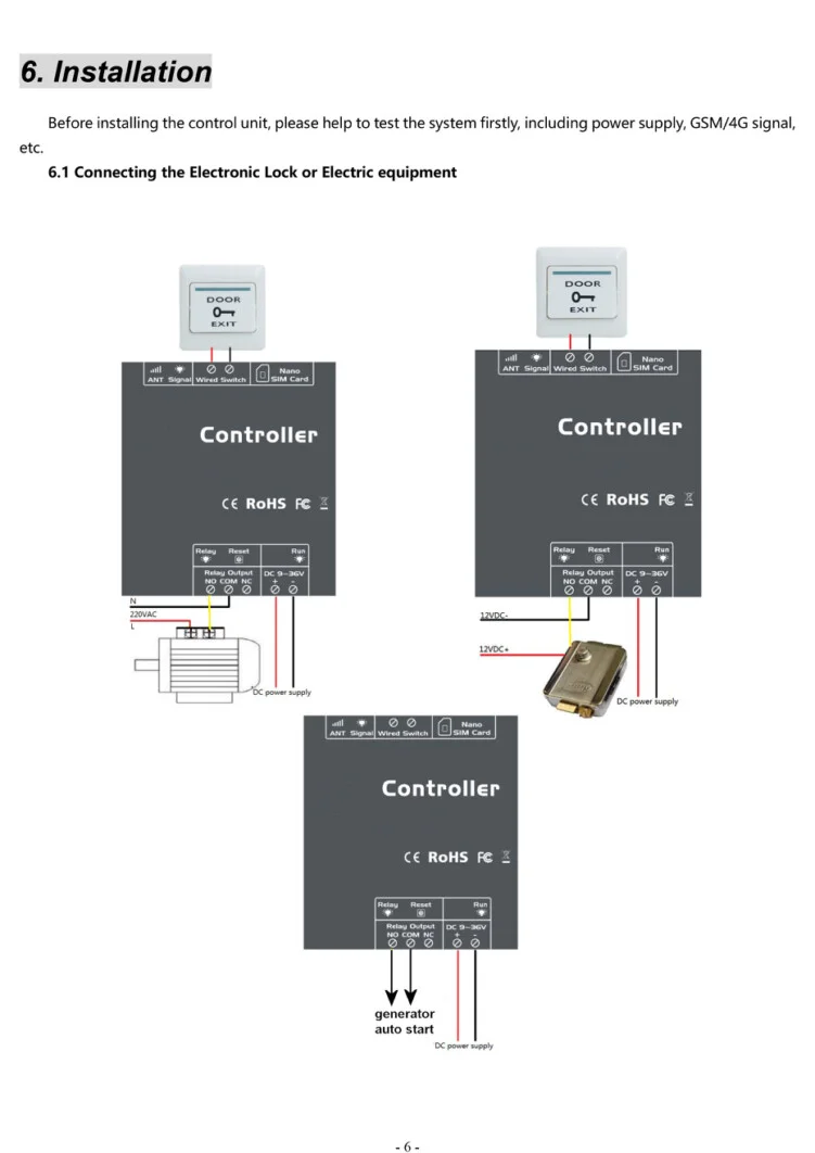 GSM relay switch wiring